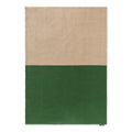 Brink & Campman Deck Spring Green Outdoor Designer Rug featuring two-tone block pattern in tan and deep green on light background, flatweave outdoor rug, synthetic fibers