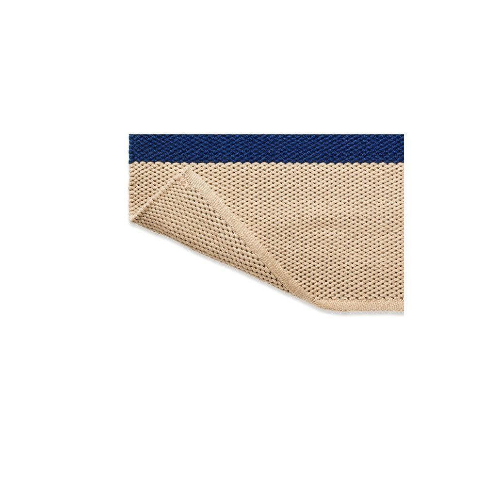 Brink & Campman Deck Electric Blue Outdoor Rug featuring stripe pattern in electric blue, navy and beige on beige background, power-loomed polypropylene