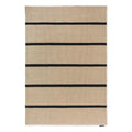 Brink & Campman Deck Charcoal Black Outdoor Rug featuring horizontal beige and black stripes on a light beige background, flatwoven polypropylene