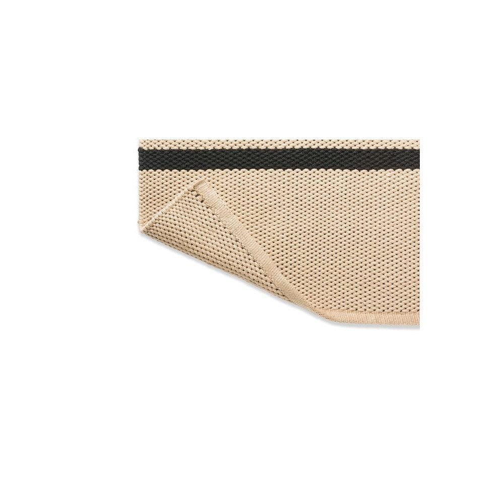Brink & Campman Deck Charcoal Black outdoor rug featuring a natural beige field with a charcoal stripe border, flatwoven.