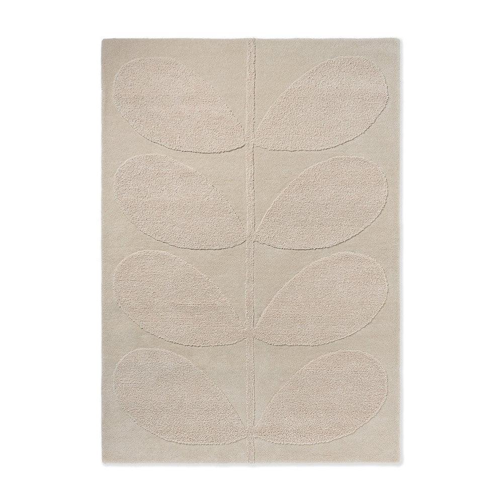 Orla Kiely Solid Stem Ecru Designer Rug featuring leaf stem pattern in ecru on cream background, hand-tufted wool