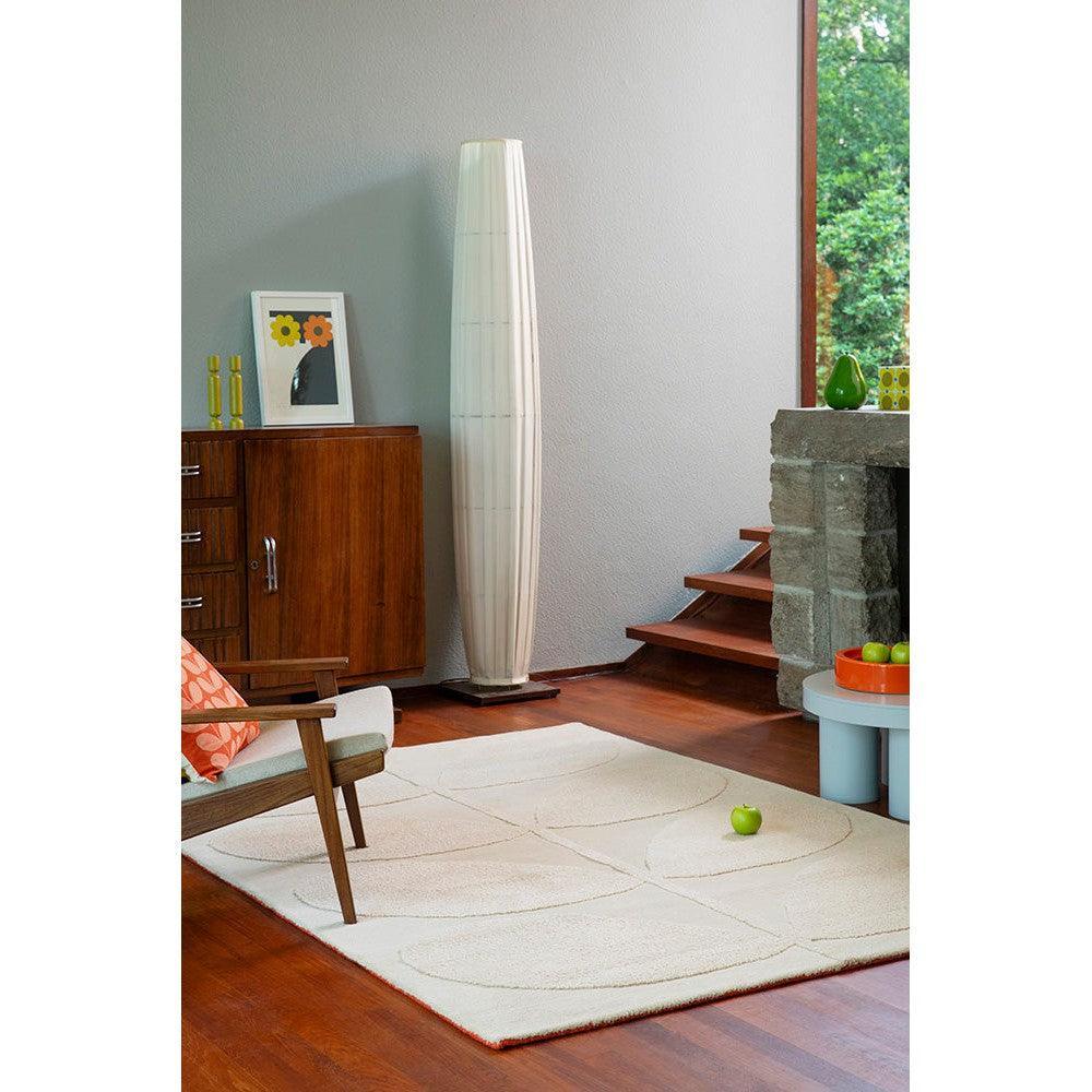 Orla Kiely Solid Stem Ecru Designer Rug featuring subtle stem pattern in ecru on cream, woven wool rug (Brink & Campman 2024)