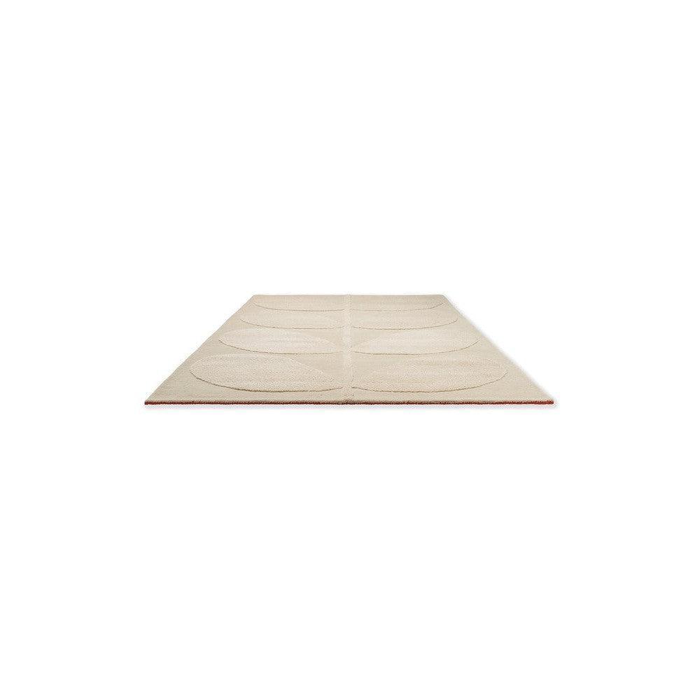 Orla Kiely Solid Stem Ecru Rug featuring stem motif in ecru and cream on white background, flat-weave wool
