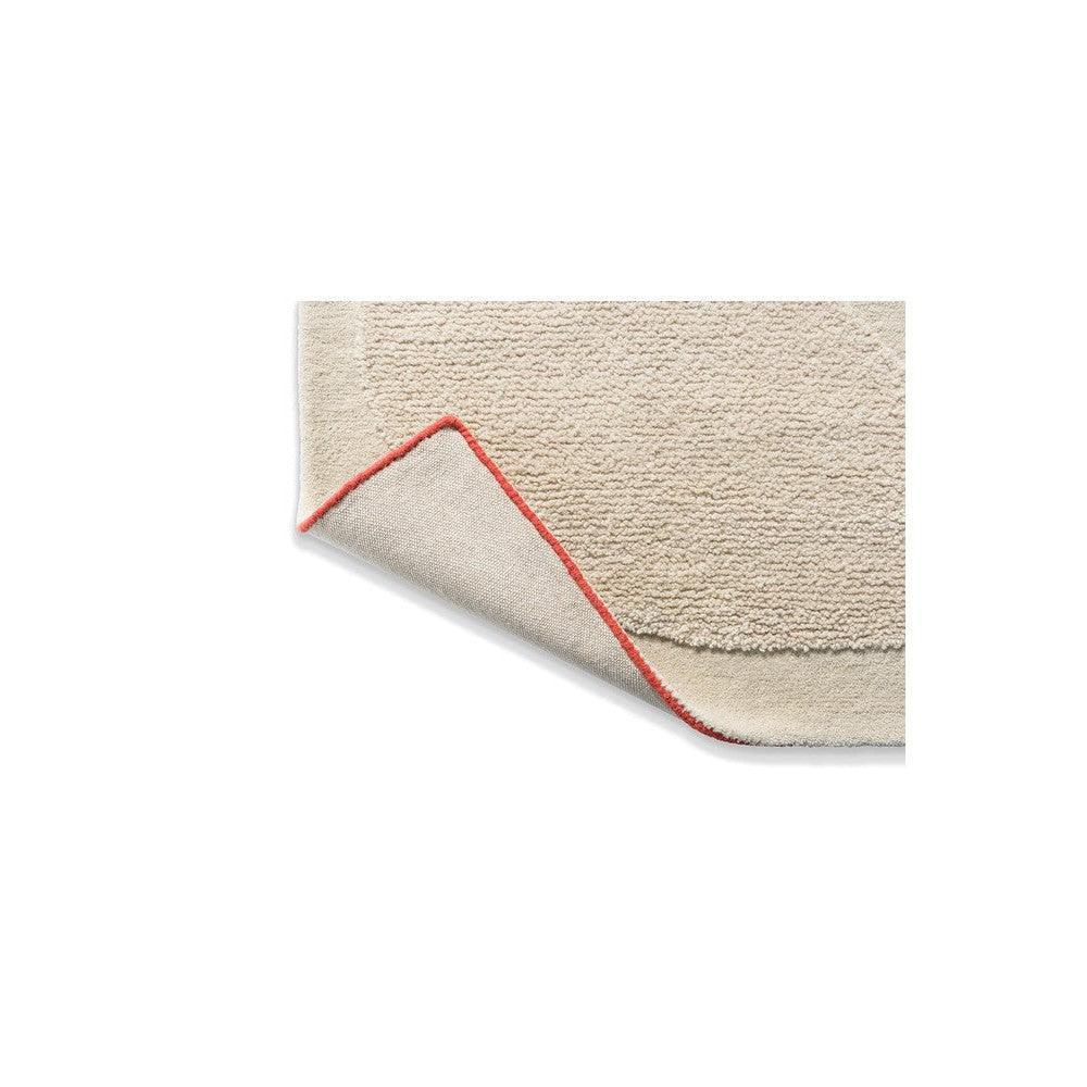 Orla Kiely Solid Stem Ecru Designer Rug featuring stem pattern in ecru, cream and red piping on light cream background, hand-tufted wool