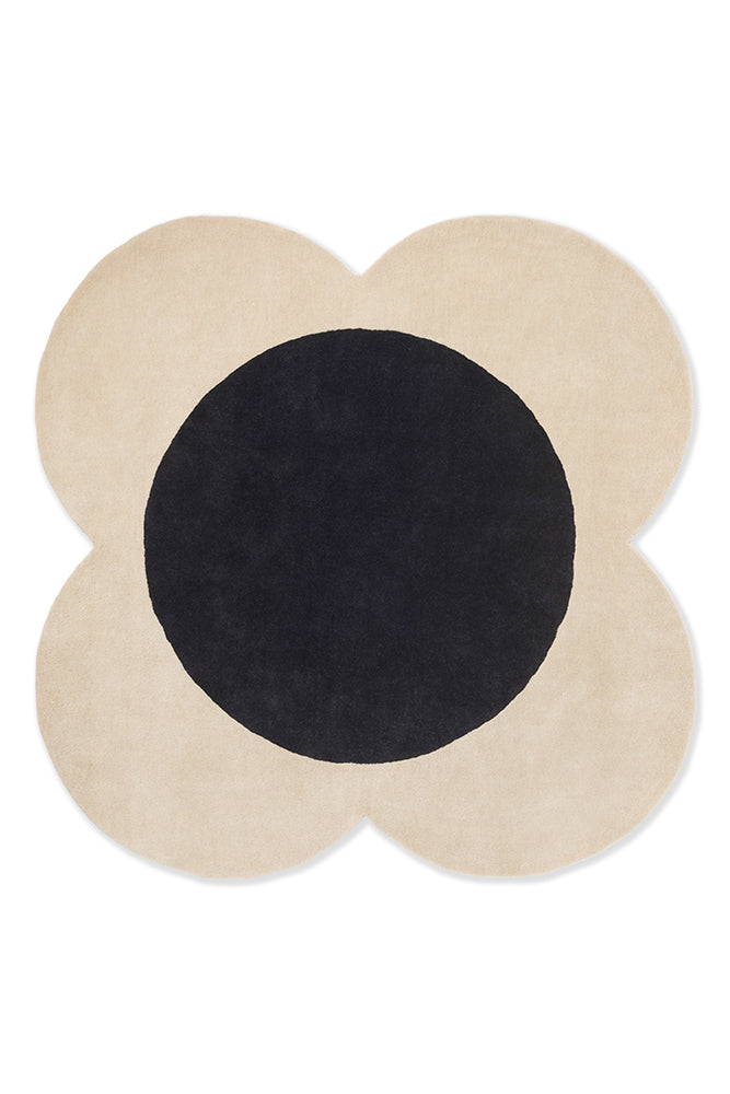 Orla Kiely Flower Spot Ecru/Black Designer Rug