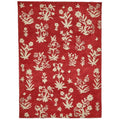 Sanderson Woodland Glade Damson Red Designer Rug featuring cream floral botanical pattern on damson red background, hand-tufted wool