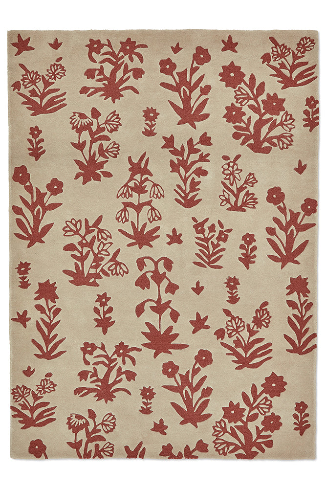 Sanderson Woodland Glade Linen/Russet Brown Designer Rug