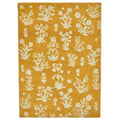 Sanderson Woodland Glade Gold Designer Rug featuring botanical floral pattern in white on rich gold background, hand-tufted wool