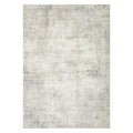 Bronte Aldo Sky Rug featuring abstract distressed pattern in cream, light grey and pale blue on grey background, machine-made wool