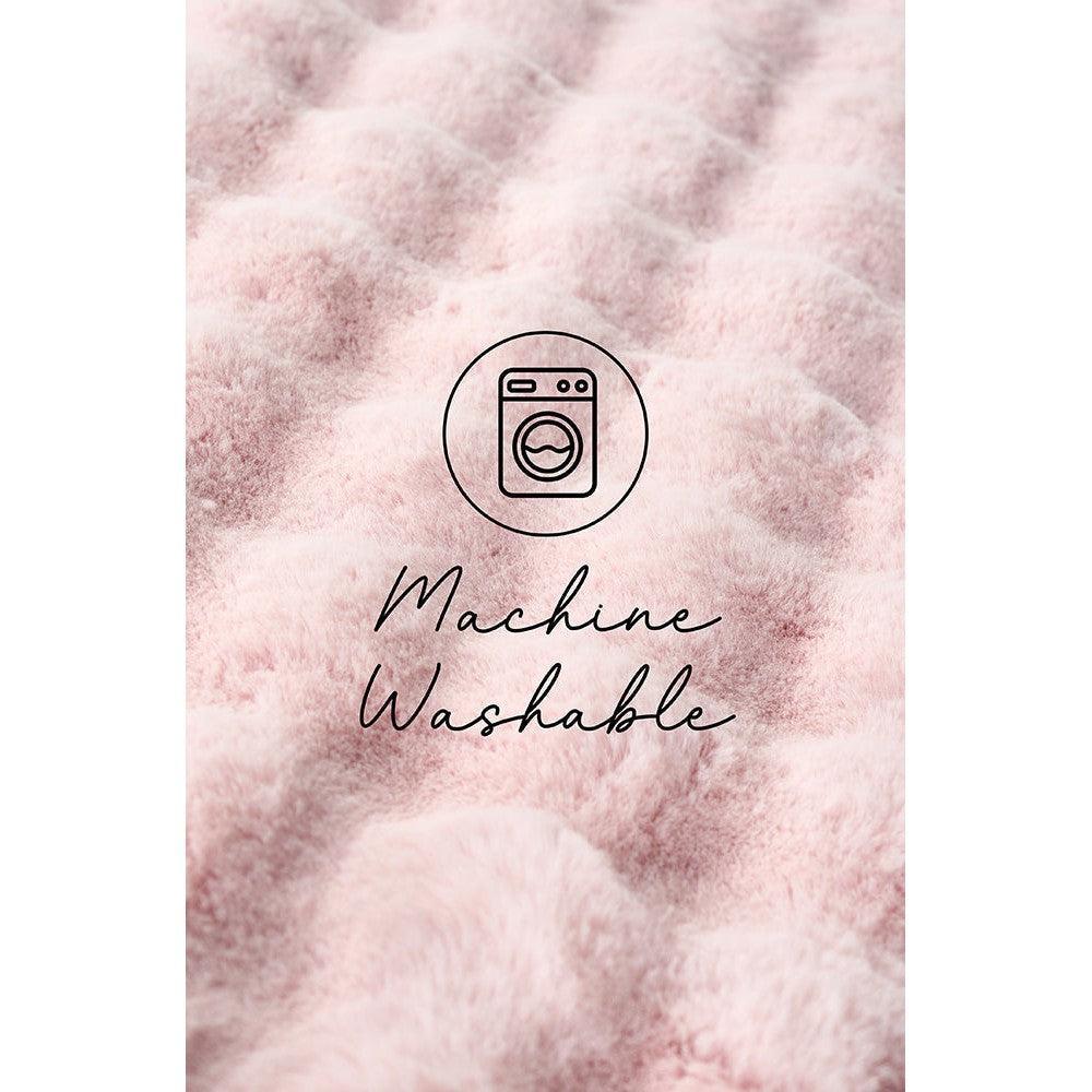 Bubble Blush Round Rug featuring fluffy bubble texture in soft pink hues on blush background, machine-washable Rug Culture