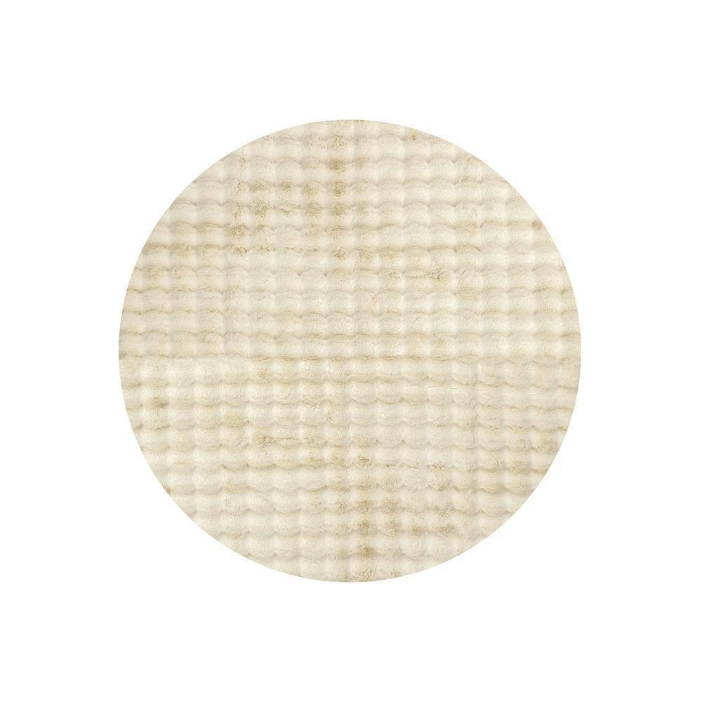 Bubble Natural Round Rug with cream/ivory bubble texture on white, machine-washable rug by Rug Culture