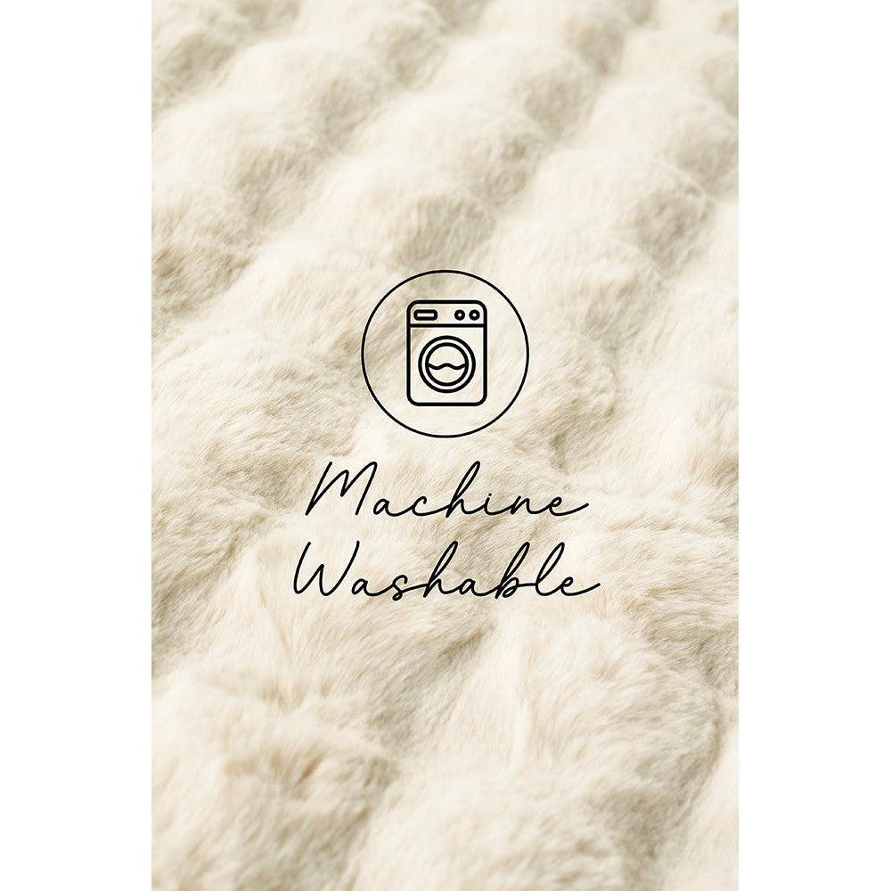 Bubble Natural Round Rug by Rug Culture featuring fluffy bubble texture in cream, beige and ivory on ivory background, machine-washable wool
