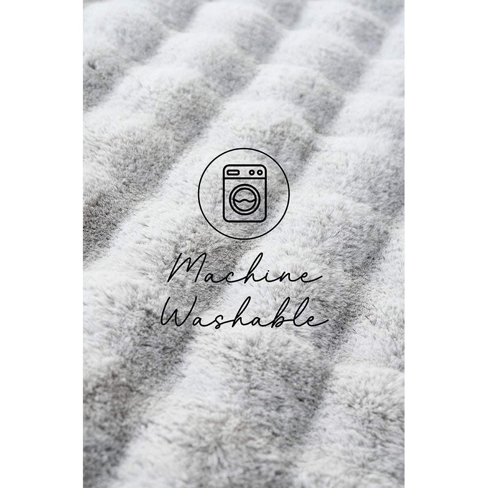 Bubble Silver Round - Machine Washable Rug