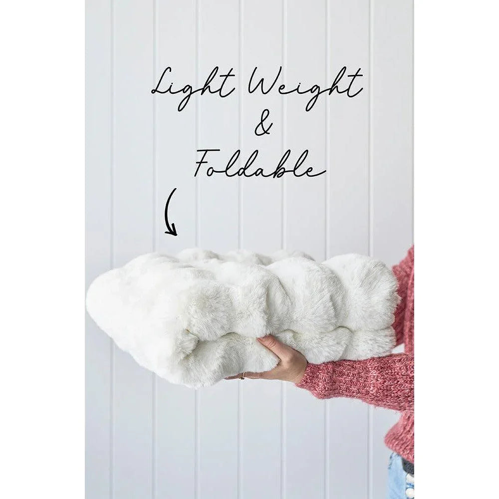 Bubble White Round Rug by Rug Culture featuring fluffy bubble texture in white on white background, machine-washable