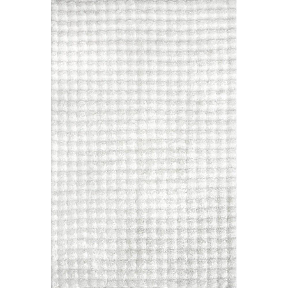 Bubble White rug featuring bubble textured pattern in white on white background, machine-washable Rug Culture polyester