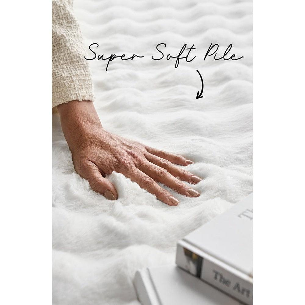 Bubble White - Machine Washable Rug featuring fluffy bubble pile in white on white background, machine-washable synthetic fibre