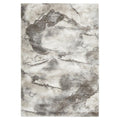 Himali Pedro Storm Rug featuring abstract marbled pattern in charcoal grey, taupe and cream on ivory background, hand-tufted wool