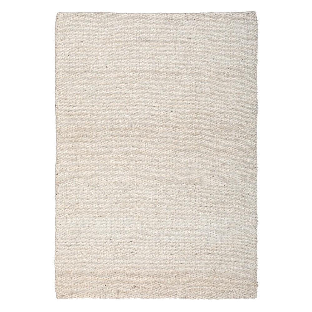 Hive White Rug from RUG CULTURE featuring textured solid weave in ivory and cream on white background, hand-loomed wool