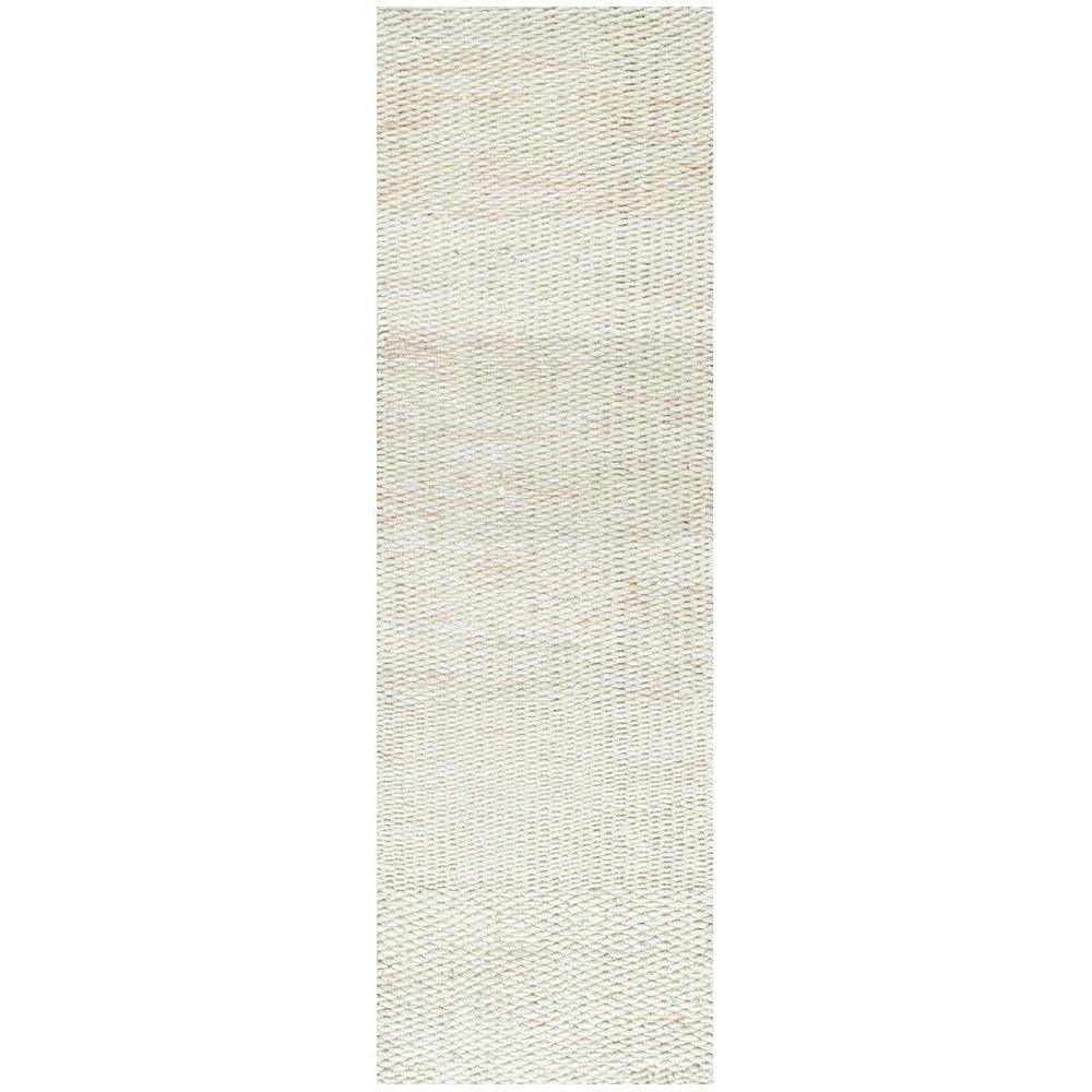 Hive White Rug featuring textured woven pattern in cream and ivory on white background, handwoven cotton