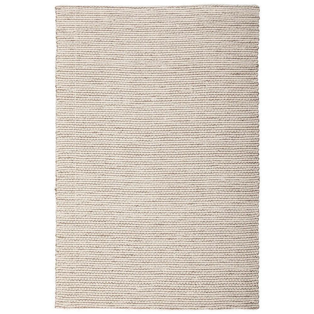 Harlow Cove Cream Rug featuring textured looped weave in cream, beige on white background, hand-woven wool