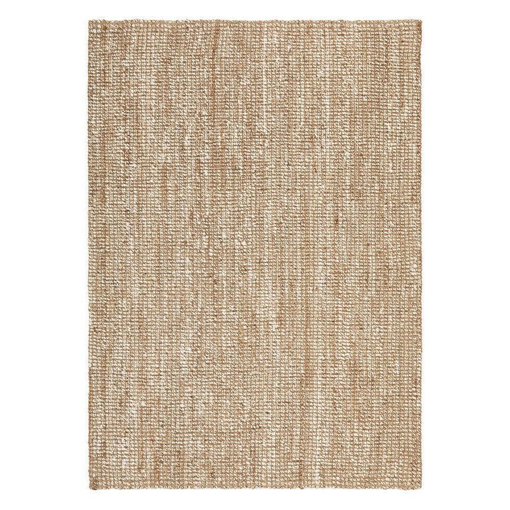 Harlow Hunter Natural Rug featuring textured woven pattern in beige, tan and ivory on white background, hand-woven jute