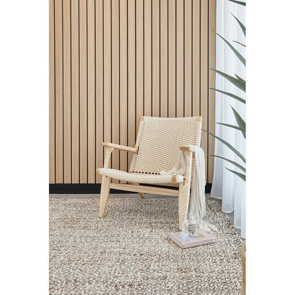 Harlow Parker Silver Rug featuring woven texture in beige, taupe and ivory on natural background, hand-woven jute rug