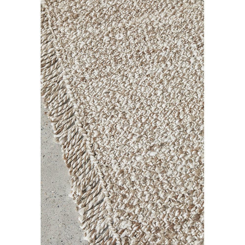 Harlow Parker Silver Rug featuring textured woven shag in cream, beige and taupe on light-grey background, handwoven wool