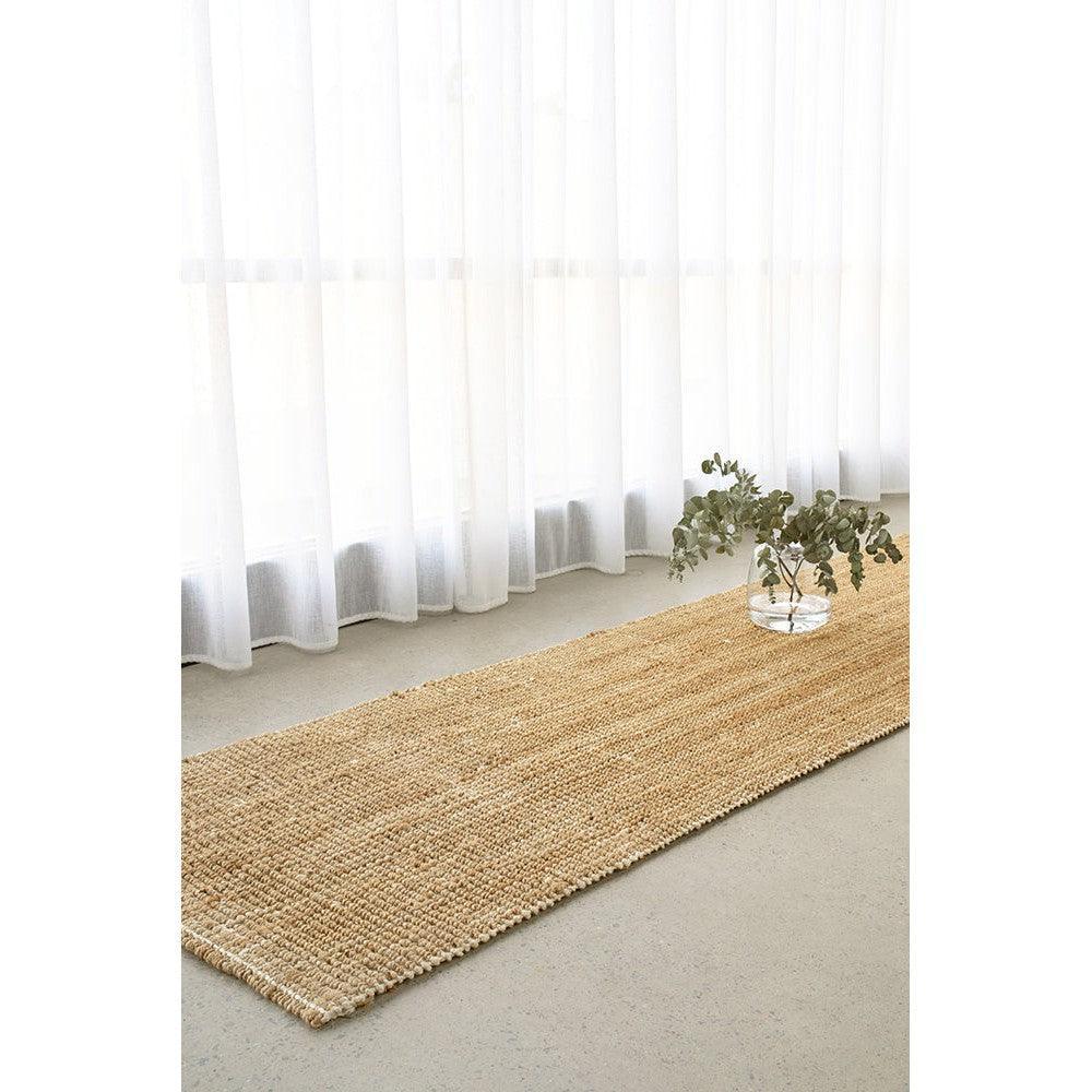 Madras Marlo Natural Runner Rug featuring braided jute weave in beige and tan on light background, handwoven rug by Rug Culture
