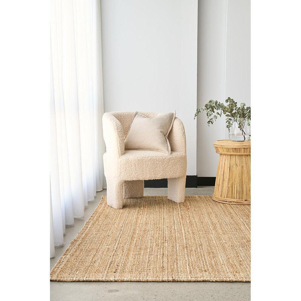 Madras Marlo Natural Jute Rug featuring woven texture in natural beige, ivory and taupe on cream background, handwoven jute