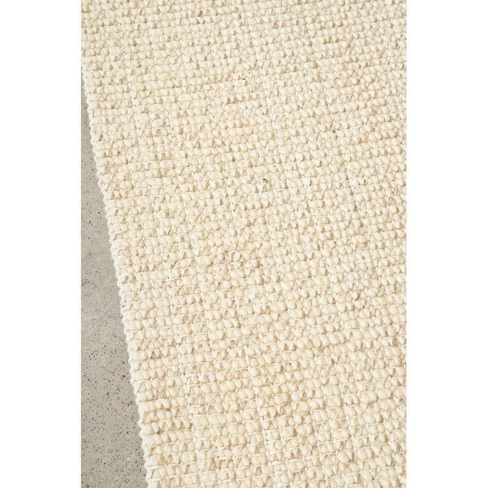 Madras Parker Cream Runner featuring boucle texture in ivory/cream on beige background, handwoven wool and jute