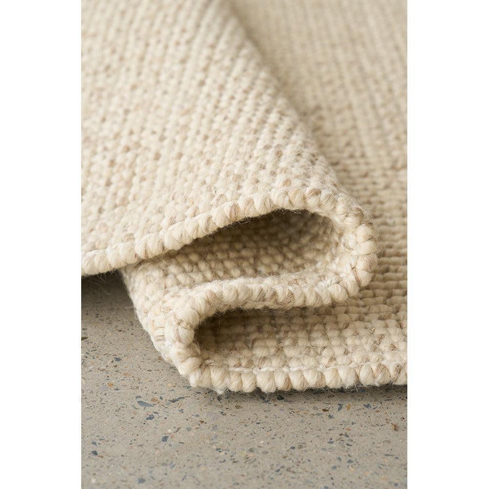 Madras Parker Cream Runner Rug featuring textured woven pattern in ivory and cream on light beige, hand-loomed wool and jute