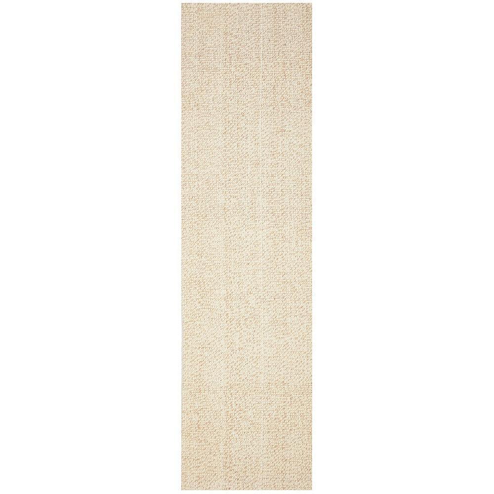 Madras Parker Cream Runner Rug featuring textured solid weave in cream, beige and light tan on cream background, hand-loomed wool & jute