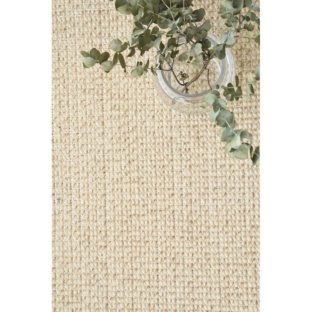 Madras Parker Cream Wool & Jute Rug featuring textured loop-weave in cream and beige on ivory background, woven wool–jute