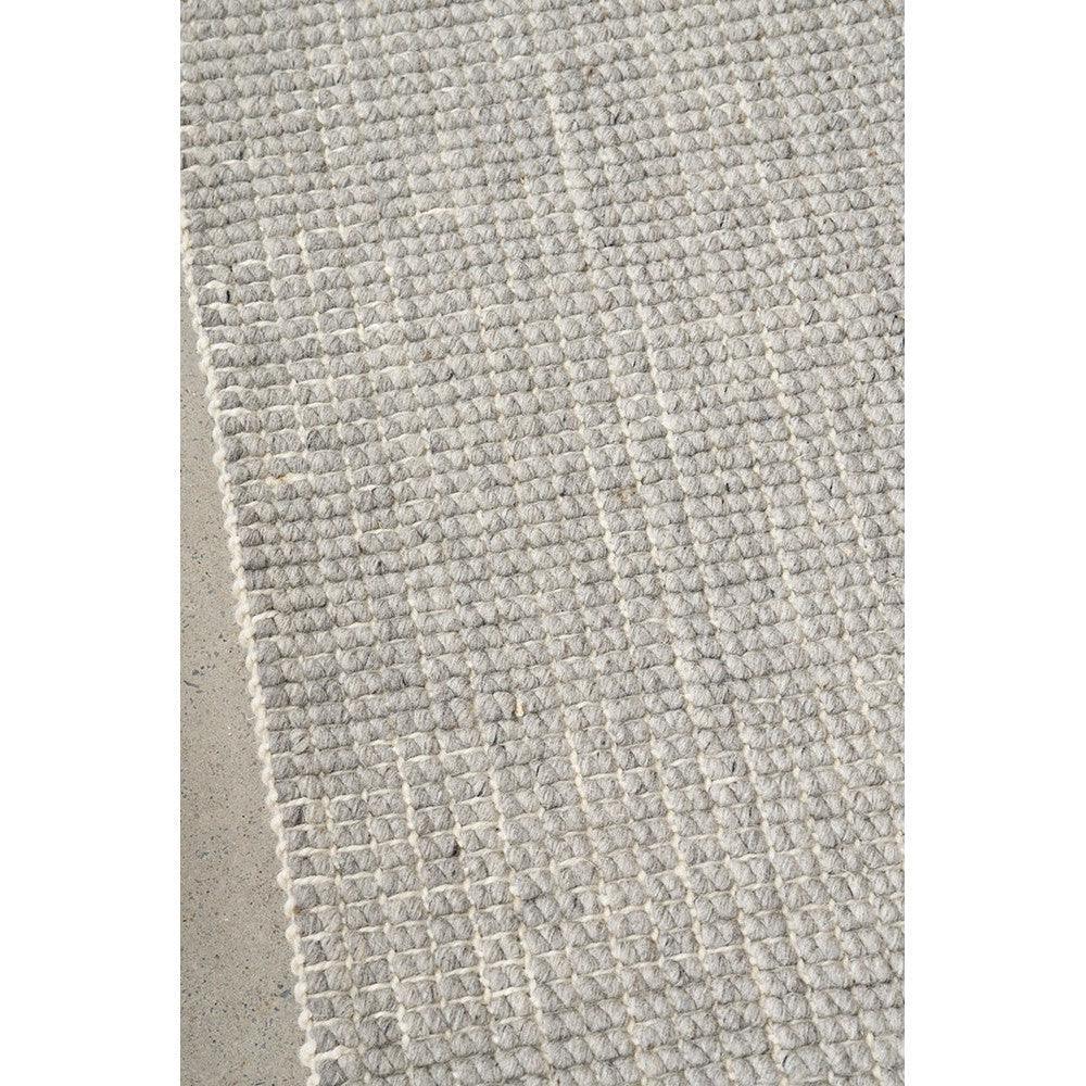 Madras Parker Dove Wool & Jute Runner Rug featuring textured striped weave in dove grey and ivory on light grey, hand-tufted wool & jute