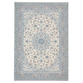Melody Kashan Ivory Wool Rug featuring Persian floral medallion in ivory, powder blue and navy on ivory, machine-woven wool
