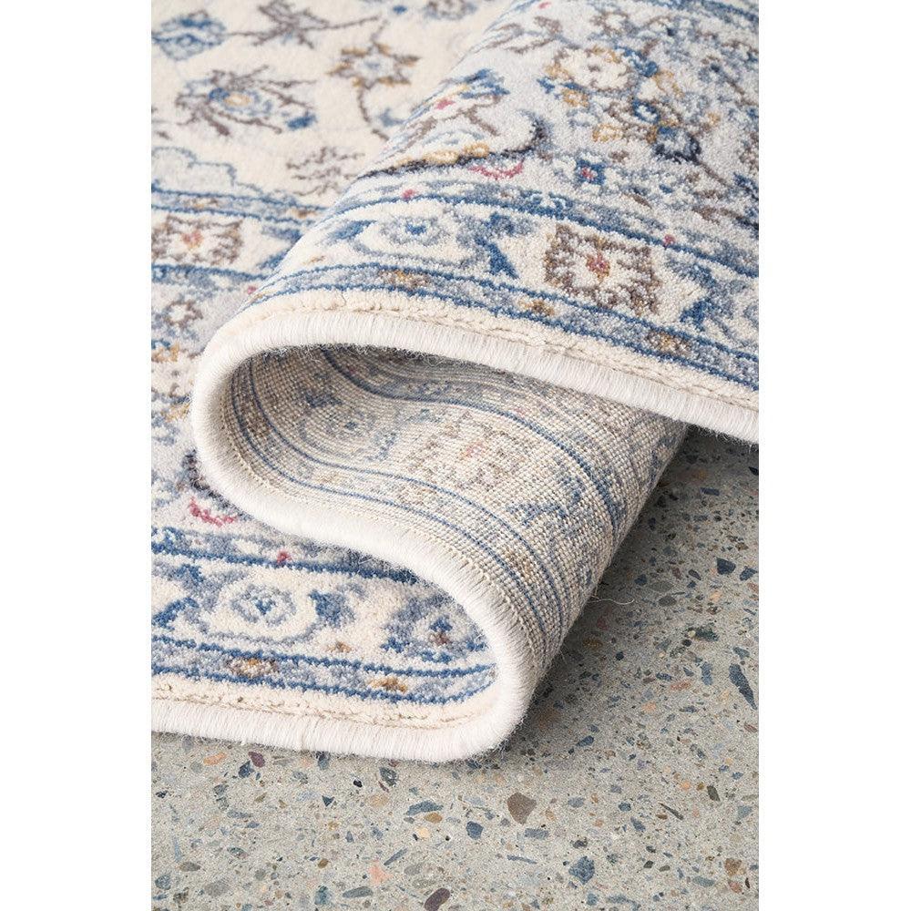 Melody Kashan Ivory Wool Rug featuring traditional Kashan pattern in ivory, navy blue, taupe on creamy background, hand-tufted wool