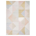 Revive Dali Pastel Rug featuring geometric triangle pattern in pastel pink, blue, mint, peach and gold on ivory background, machine-woven polyester