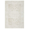 Revive Loni Natural Rug featuring distressed vintage pattern in ivory, beige and taupe on cream background, hand-tufted wool