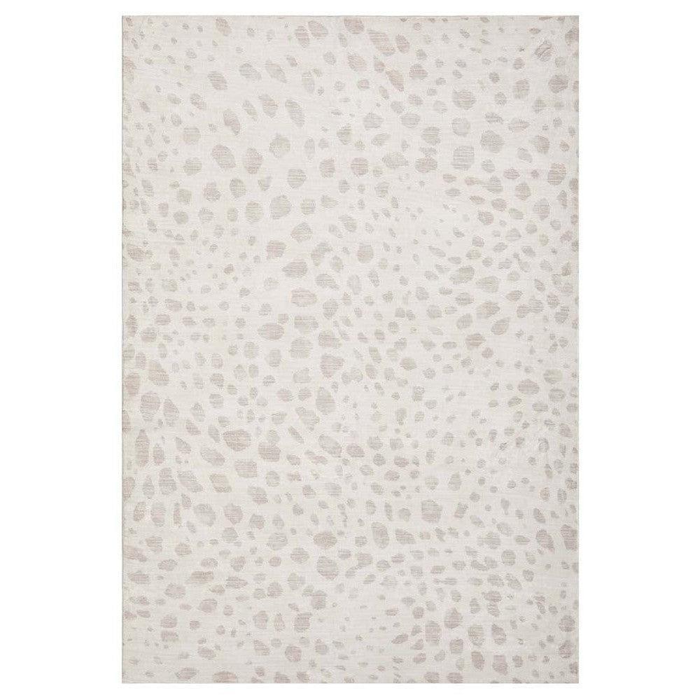 Revive Mila Natural Rug featuring dotted abstract pattern in beige and pale pink on ivory, hand-tufted wool