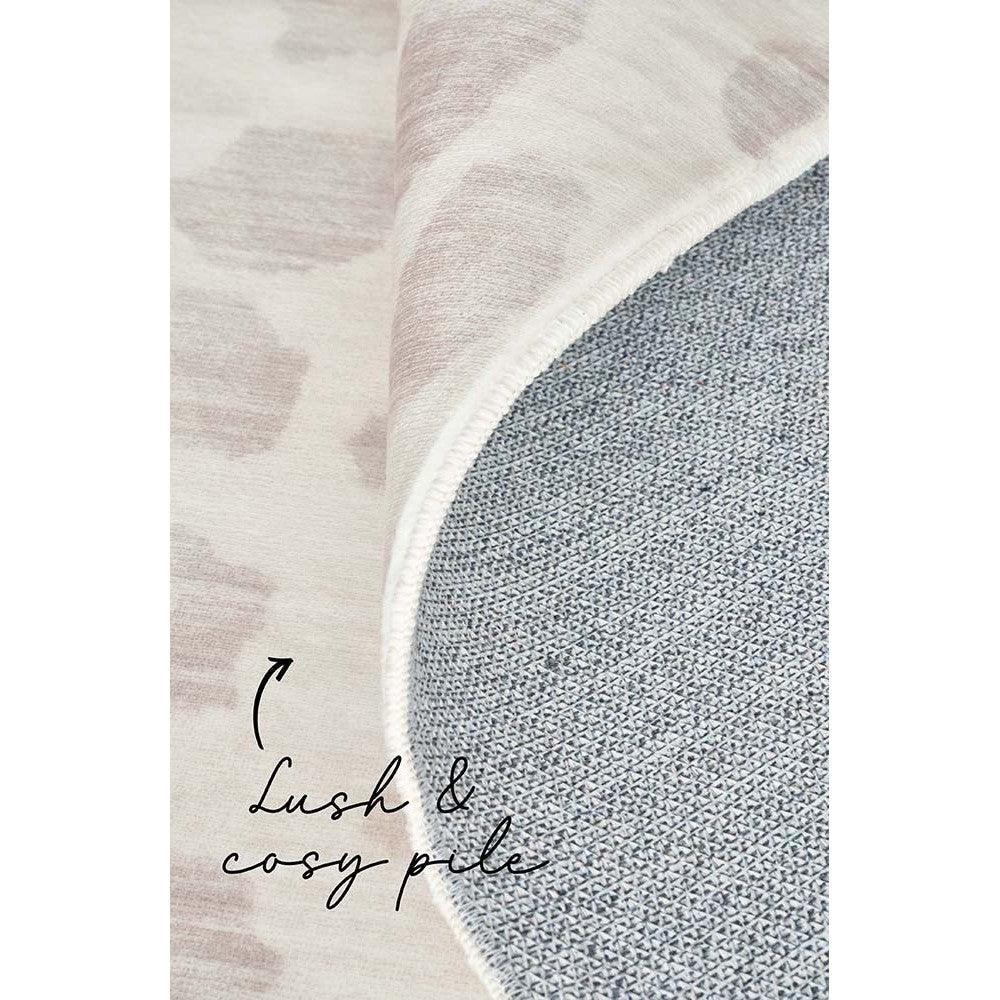 Revive Mila Natural Rug featuring abstract pattern in cream, blush pink, and light beige on pale ivory, hand-tufted wool