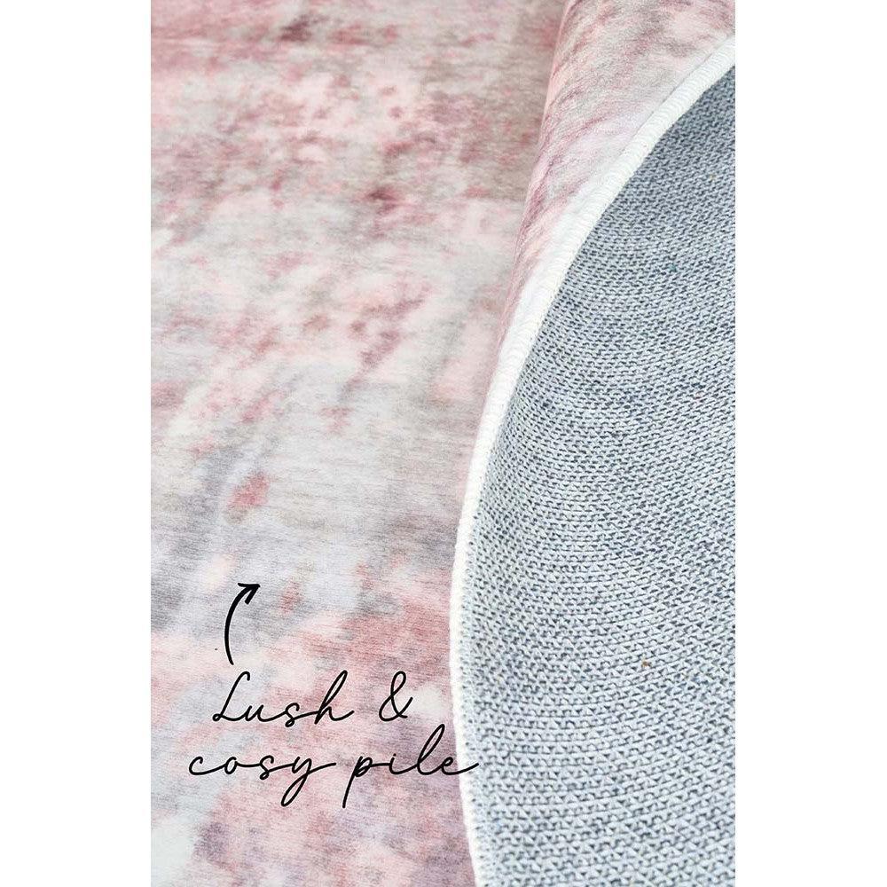 Revive Roxy Pastel Rug featuring pink marble pattern on light cream with grey backing, REVIVE collection by Rug Culture