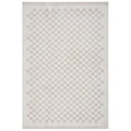 Revive Toshi Natural Rug featuring checkerboard pattern in cream, beige and blush on ivory background, hand-tufted wool
