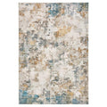 Revive Zane Marine Rug featuring abstract pattern in cream, beige, taupe and teal on ivory background, machine-woven synthetic