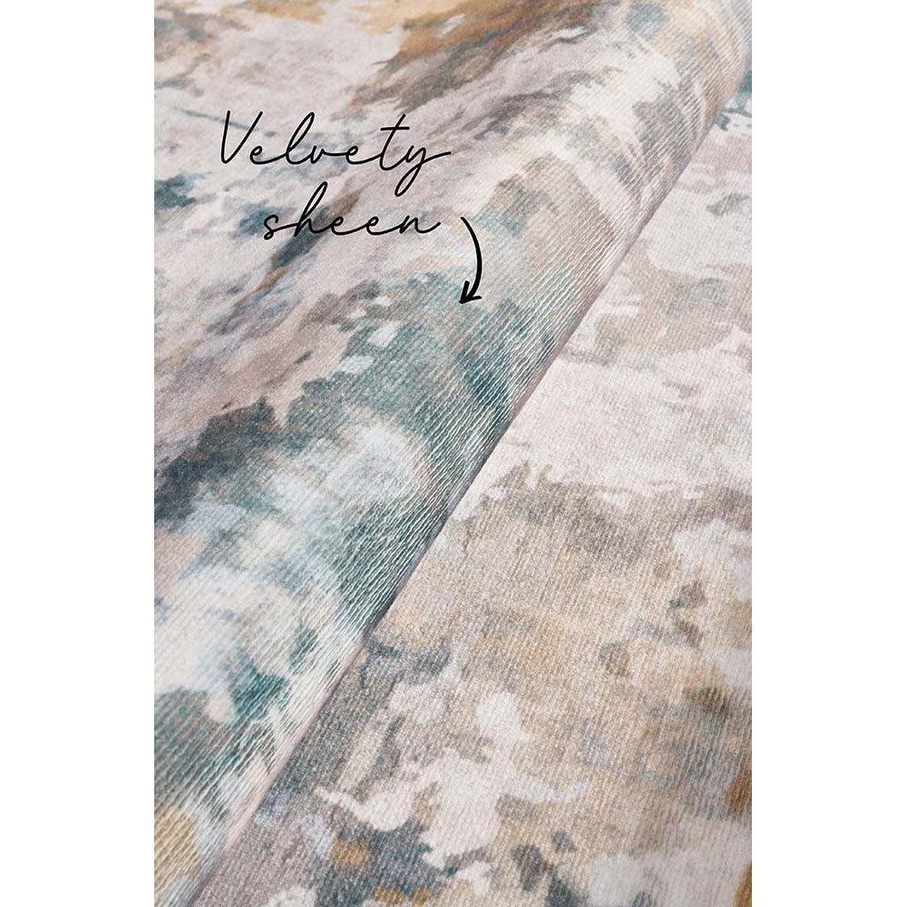 Revive Zane Marine Rug featuring abstract watercolor pattern in teal, seafoam, beige and cream on ivory background, hand-tufted wool